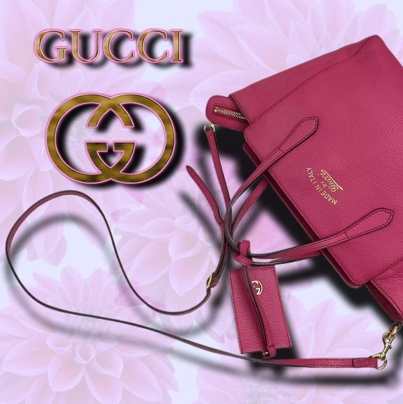 ⭐️Authentic COA Gucci Pink Pebbled Leather Swing Two-Way Shoulder / Hand Bag - Picture 5 of 16
